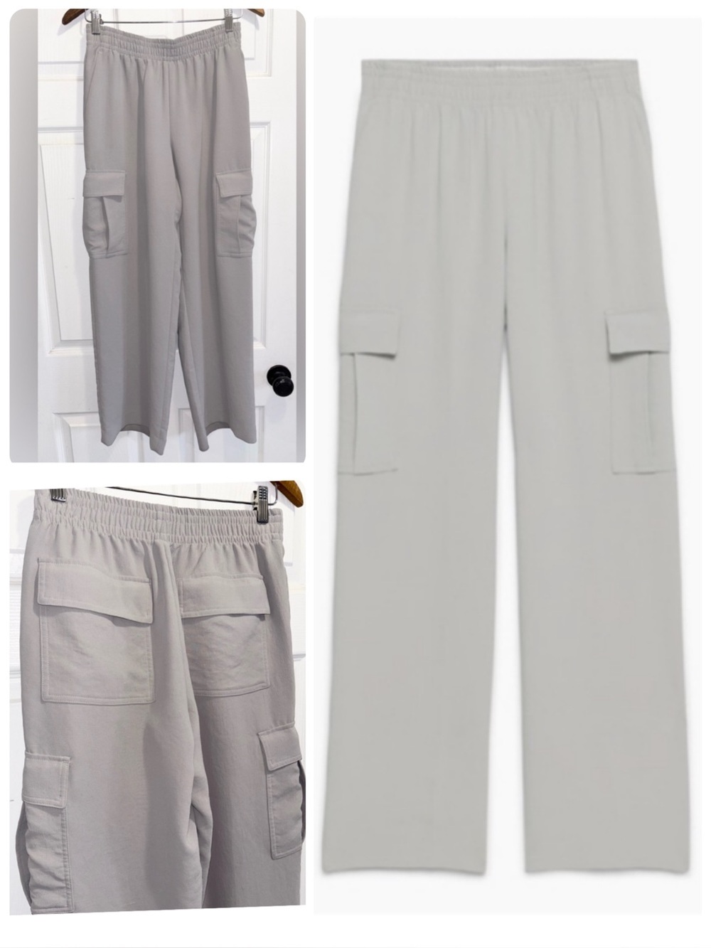 Aritzia Wilfred Highlight Cargo Pants Relaxed Mid Rise Ashen Grey Crepe Sz Small